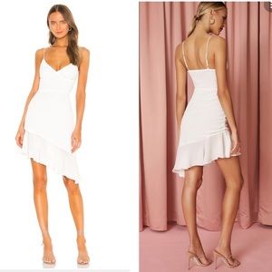 Superdown Natasha Midi Asymmetrical spaghetti straps V Dress in White Size XS